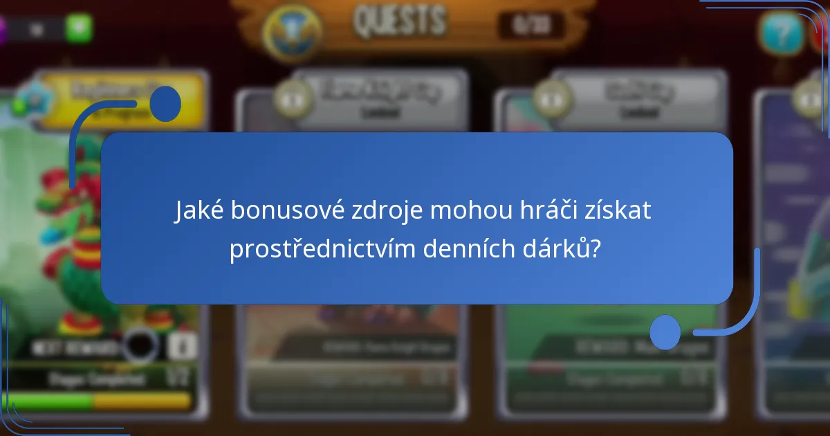 Jaké bonusové zdroje mohou hráči získat prostřednictvím denních dárků?